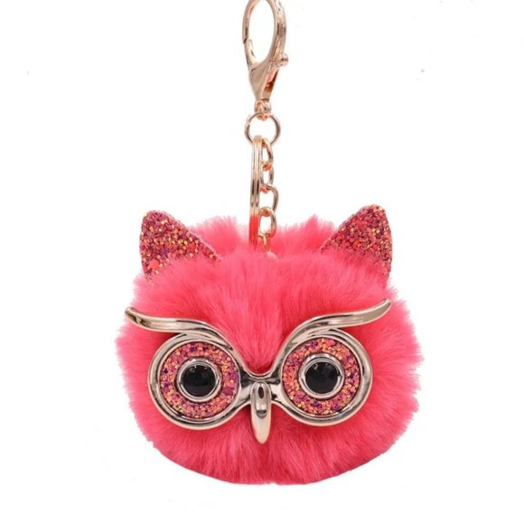 New Cute Glitter Eyes/Ears OWL Plush Bag Pendant Keychain. - Picture 2 of 2